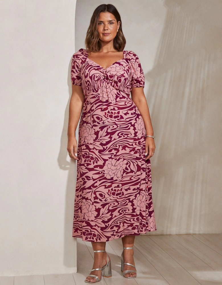 Pink Floral Short Sleeve Dress