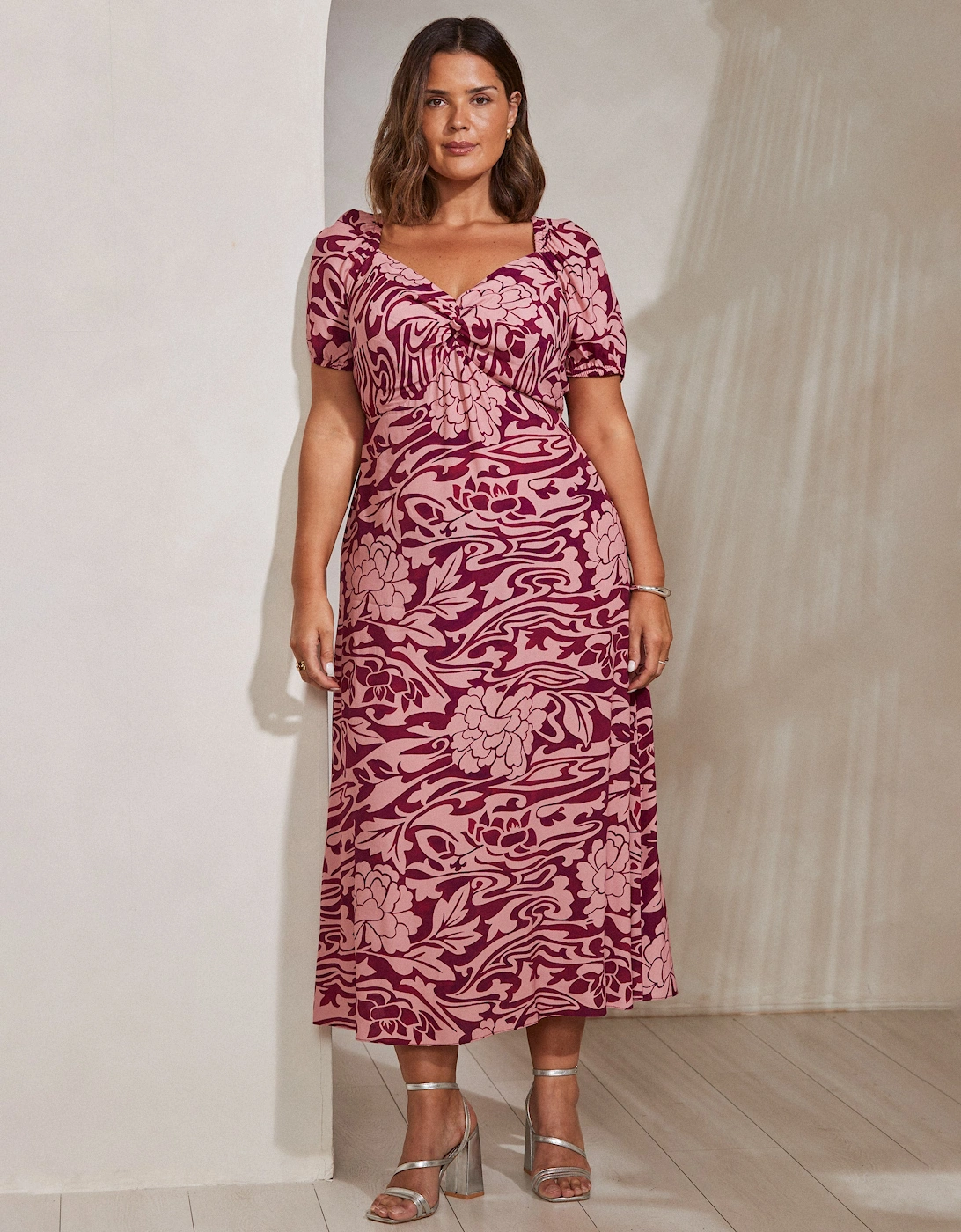 Pink Floral Short Sleeve Dress