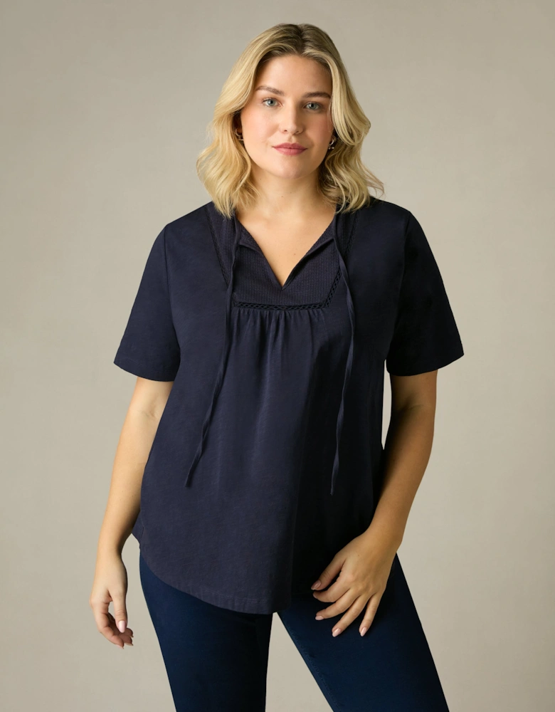 Navy Cotton Slub Bib Tunic