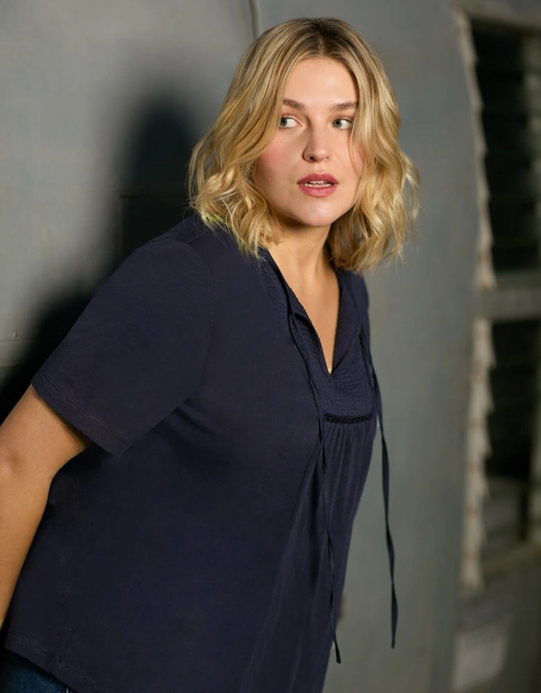 Navy Cotton Slub Bib Tunic