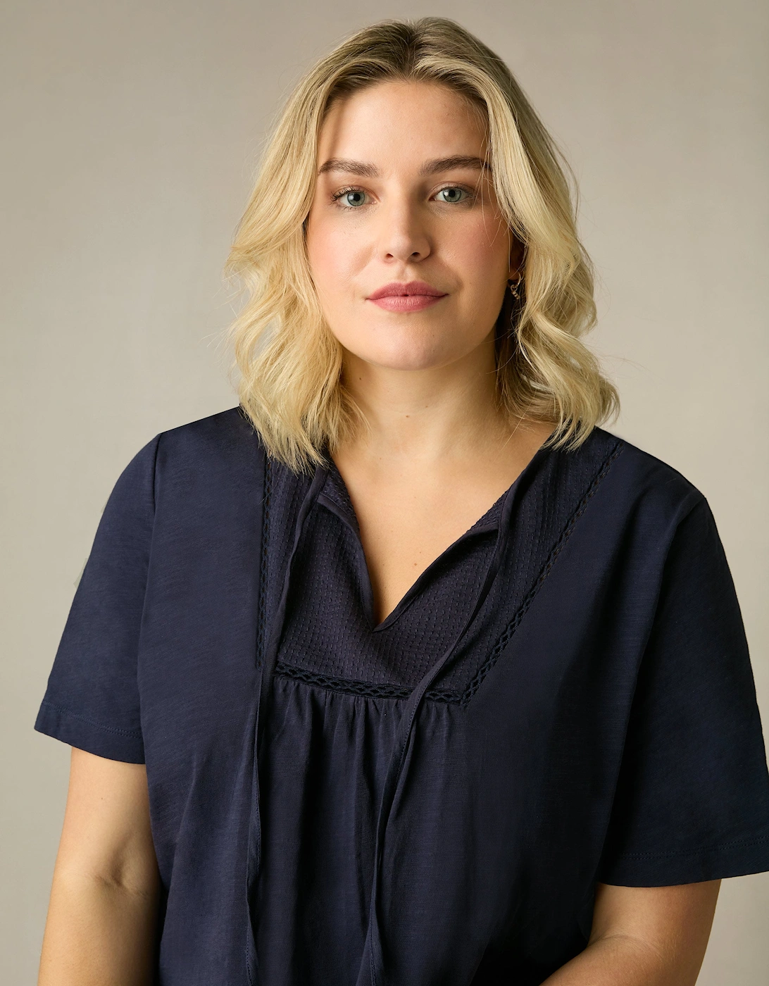 Navy Cotton Slub Bib Tunic
