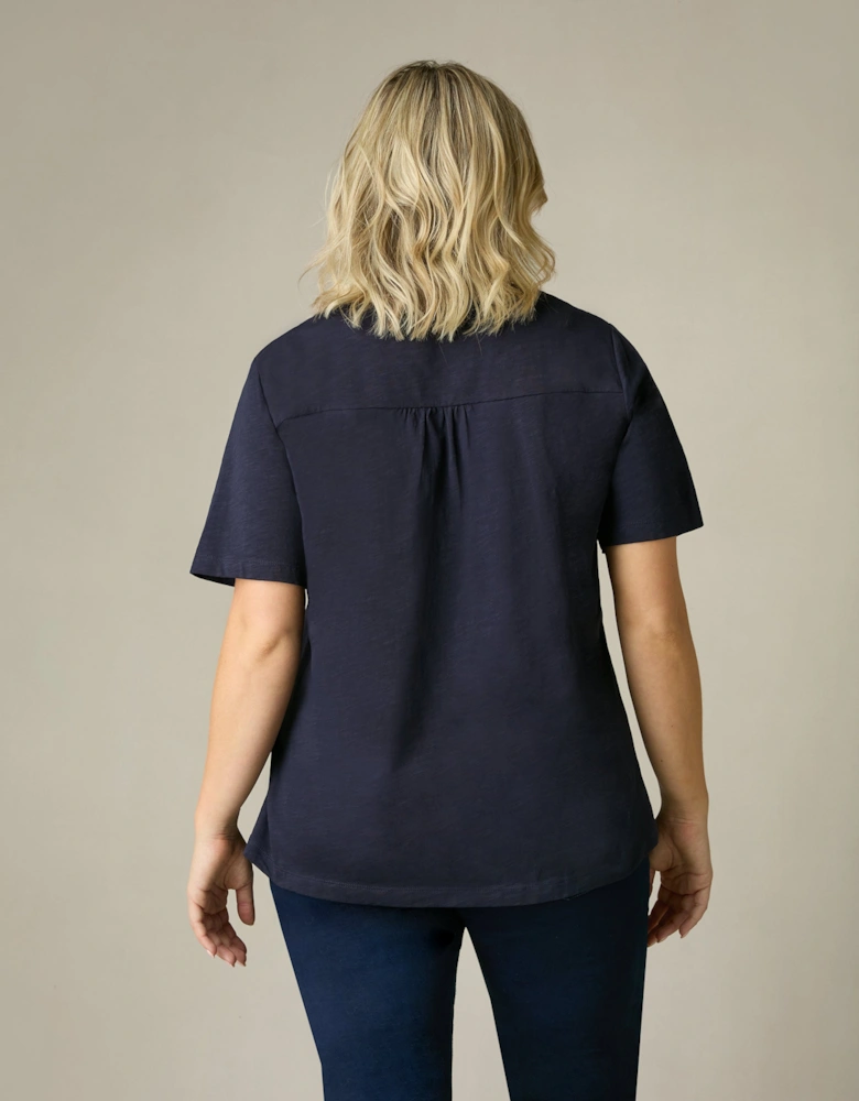 Navy Cotton Slub Bib Tunic