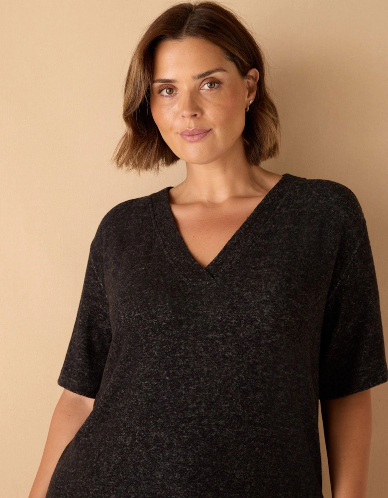 Grey V Neck Supersoft T-Shirt