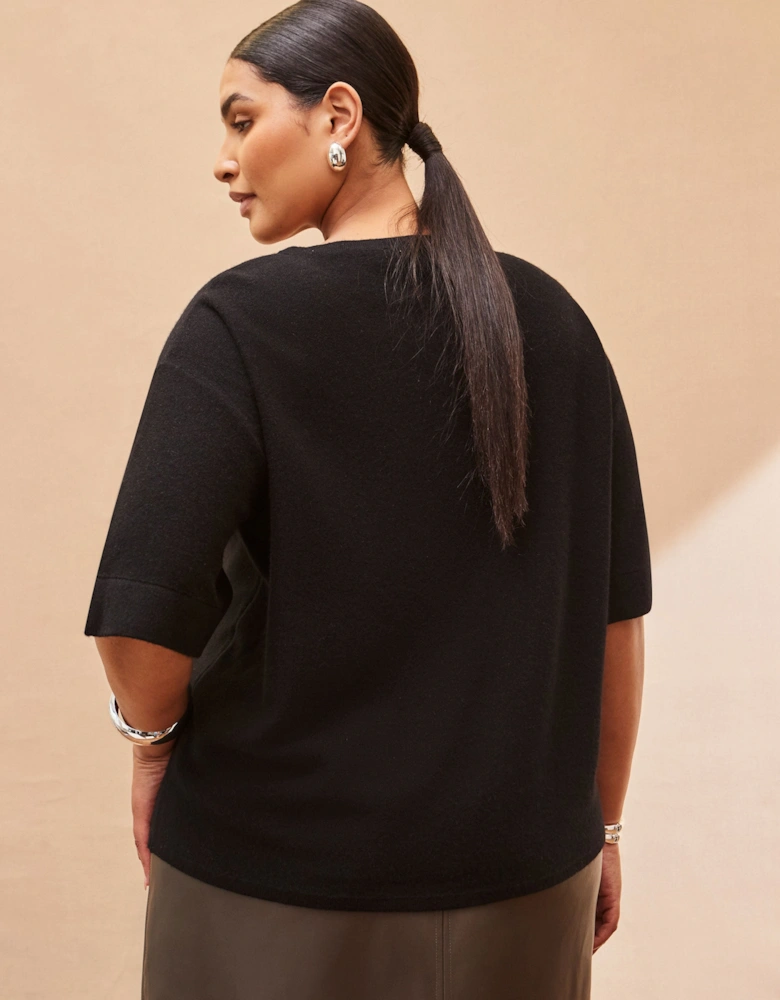 Black Short Sleeve Knit Jumper