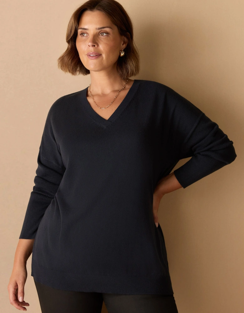 Navy V Neck Jumper