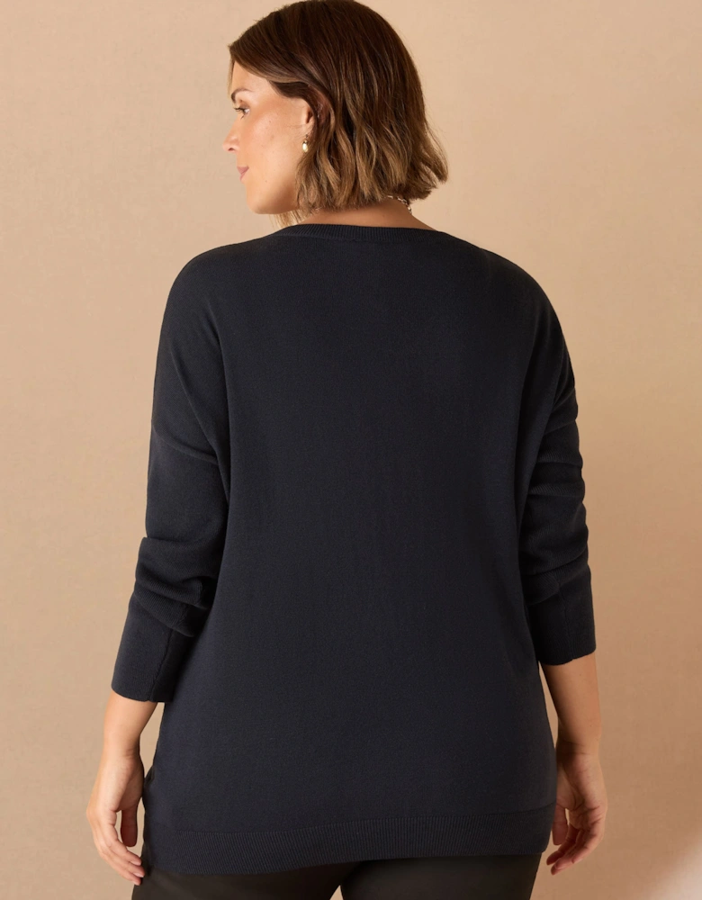 Navy V Neck Jumper