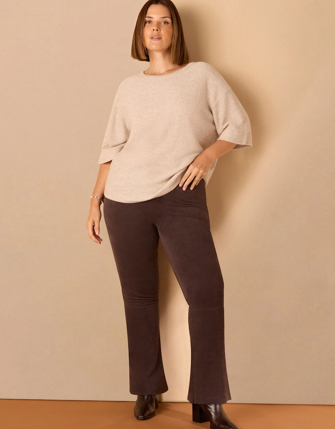 Chocolate Brown Suede Bootcut Trouser, 5 of 4