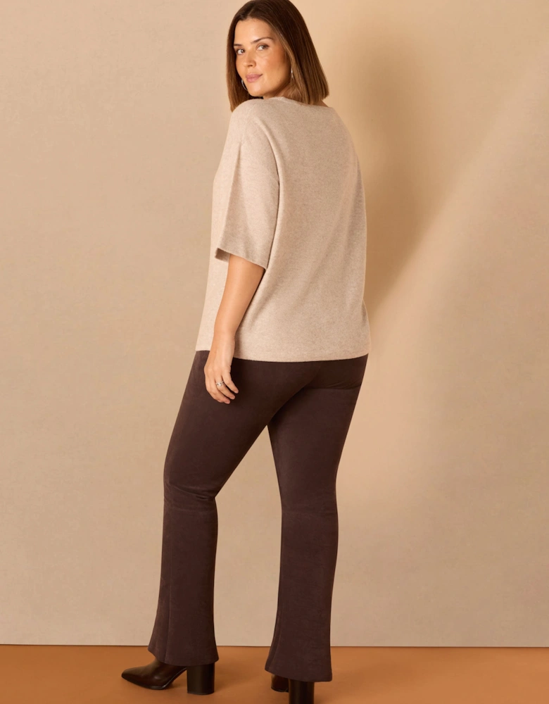Chocolate Brown Suede Bootcut Trouser