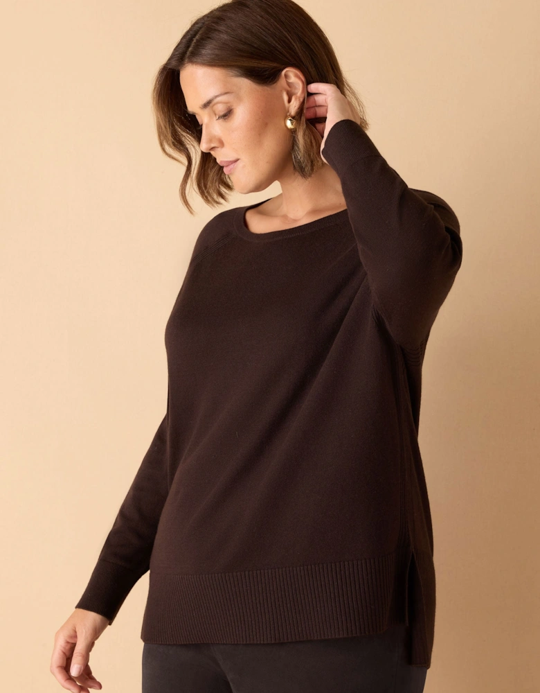 Chocolate Brown Round Neck Jumper