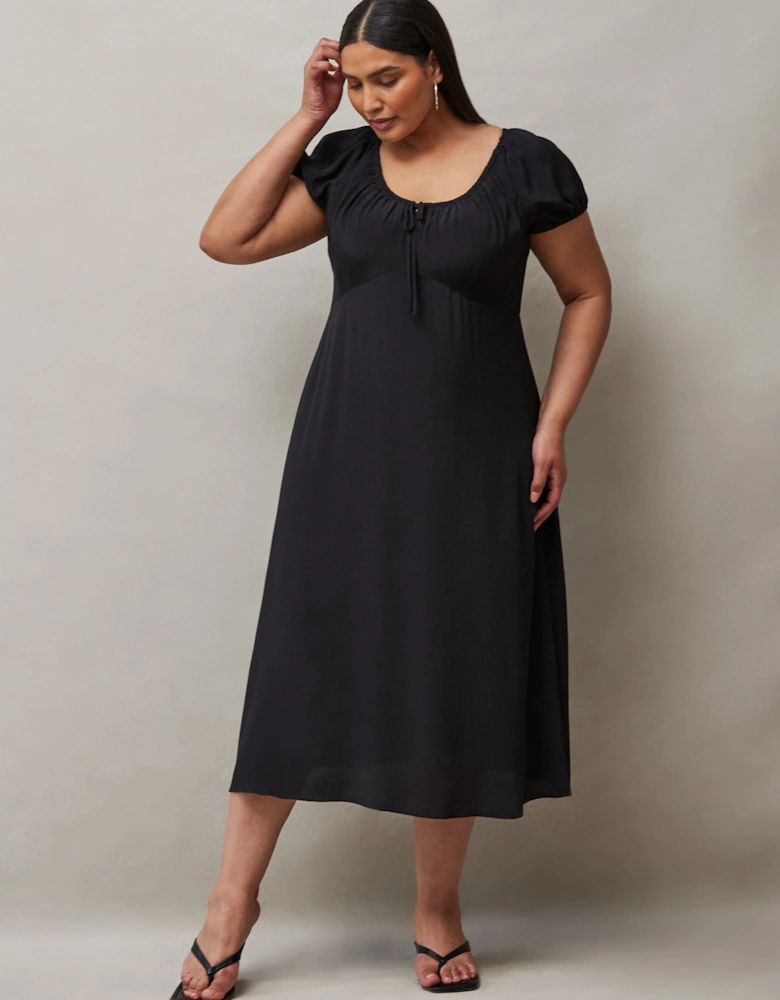 Black Dress With Ruched Neckline