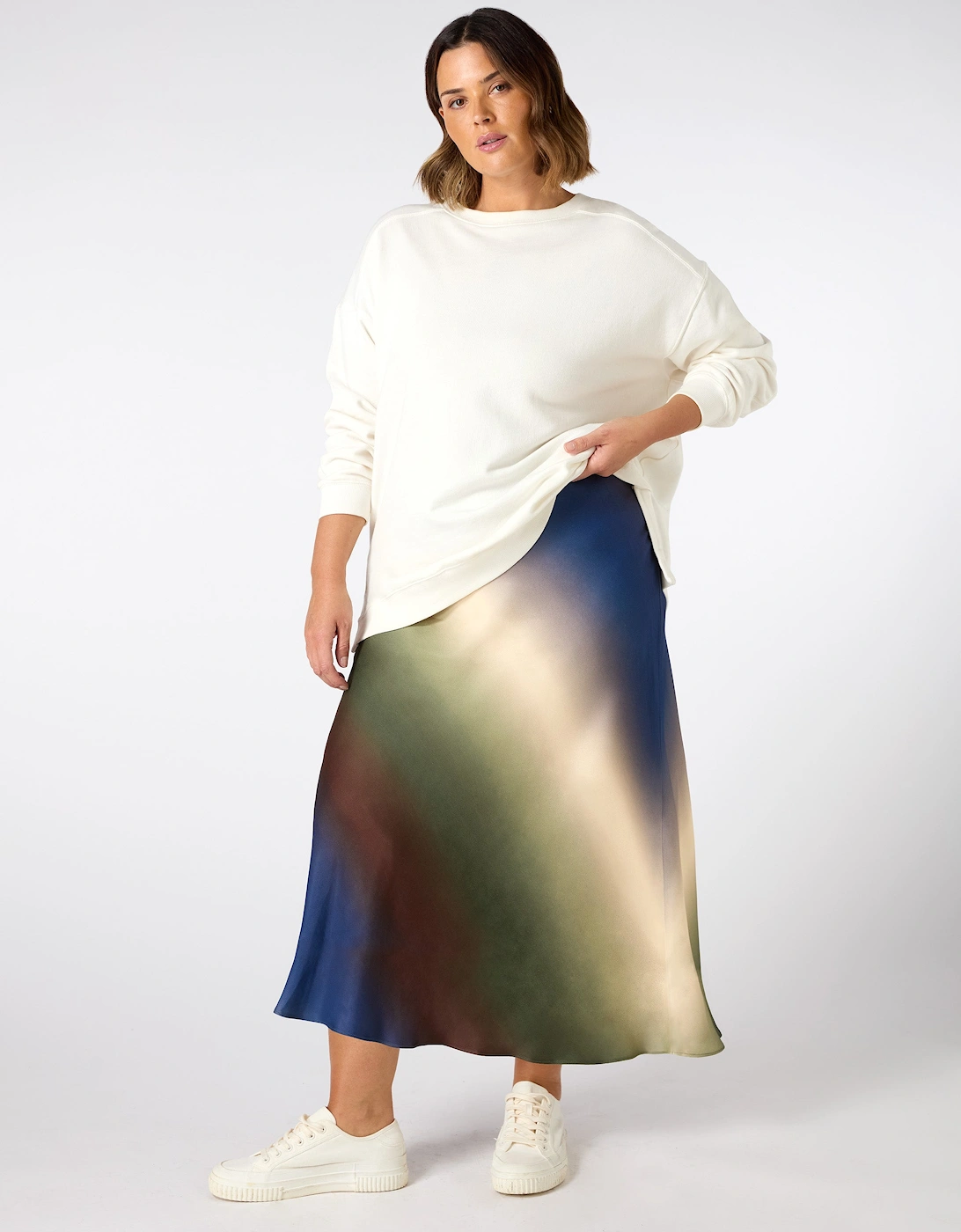 Ombre Print Midi Skirt