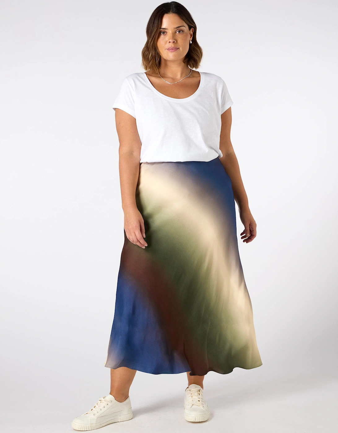 Ombre Print Midi Skirt