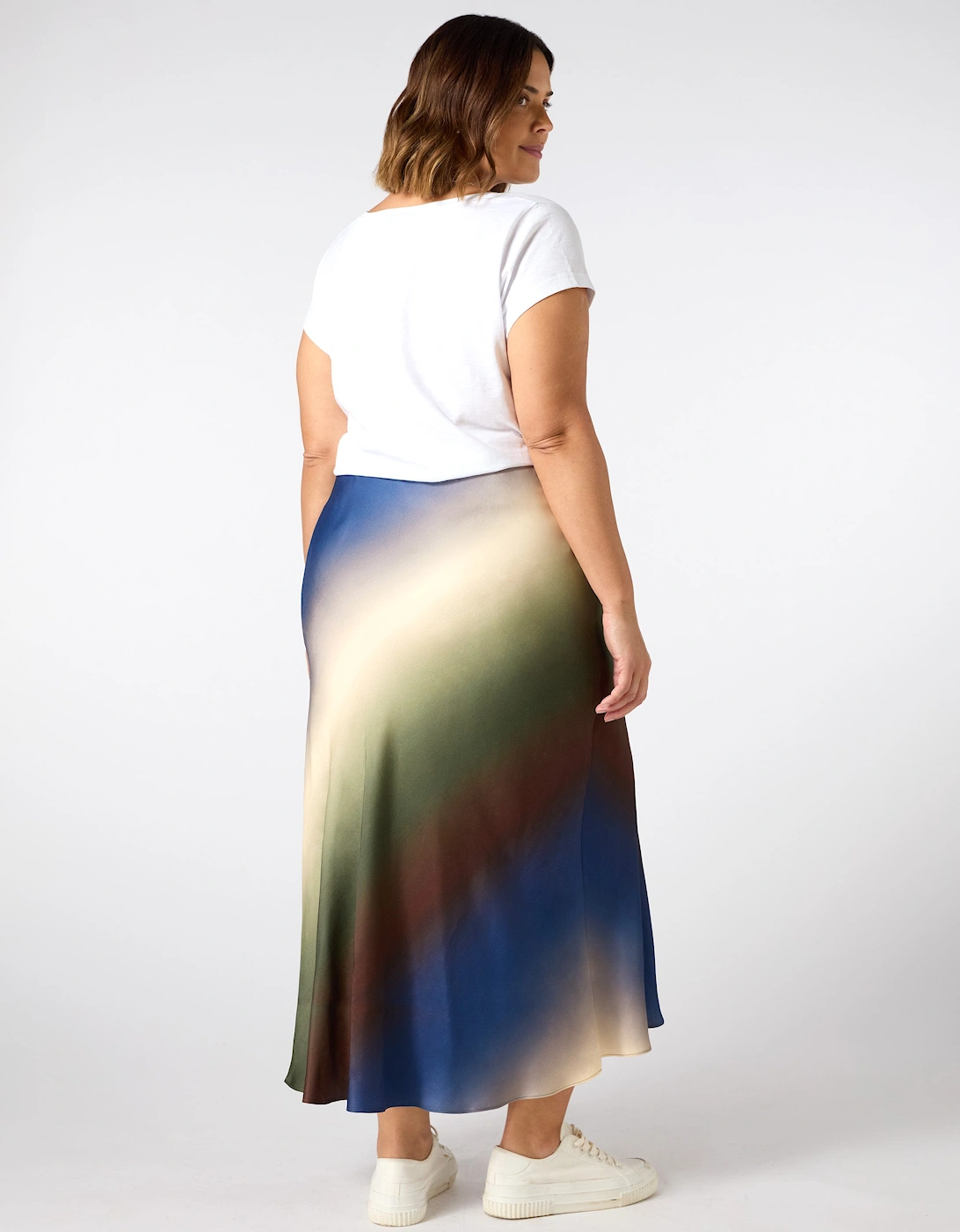 Ombre Print Midi Skirt