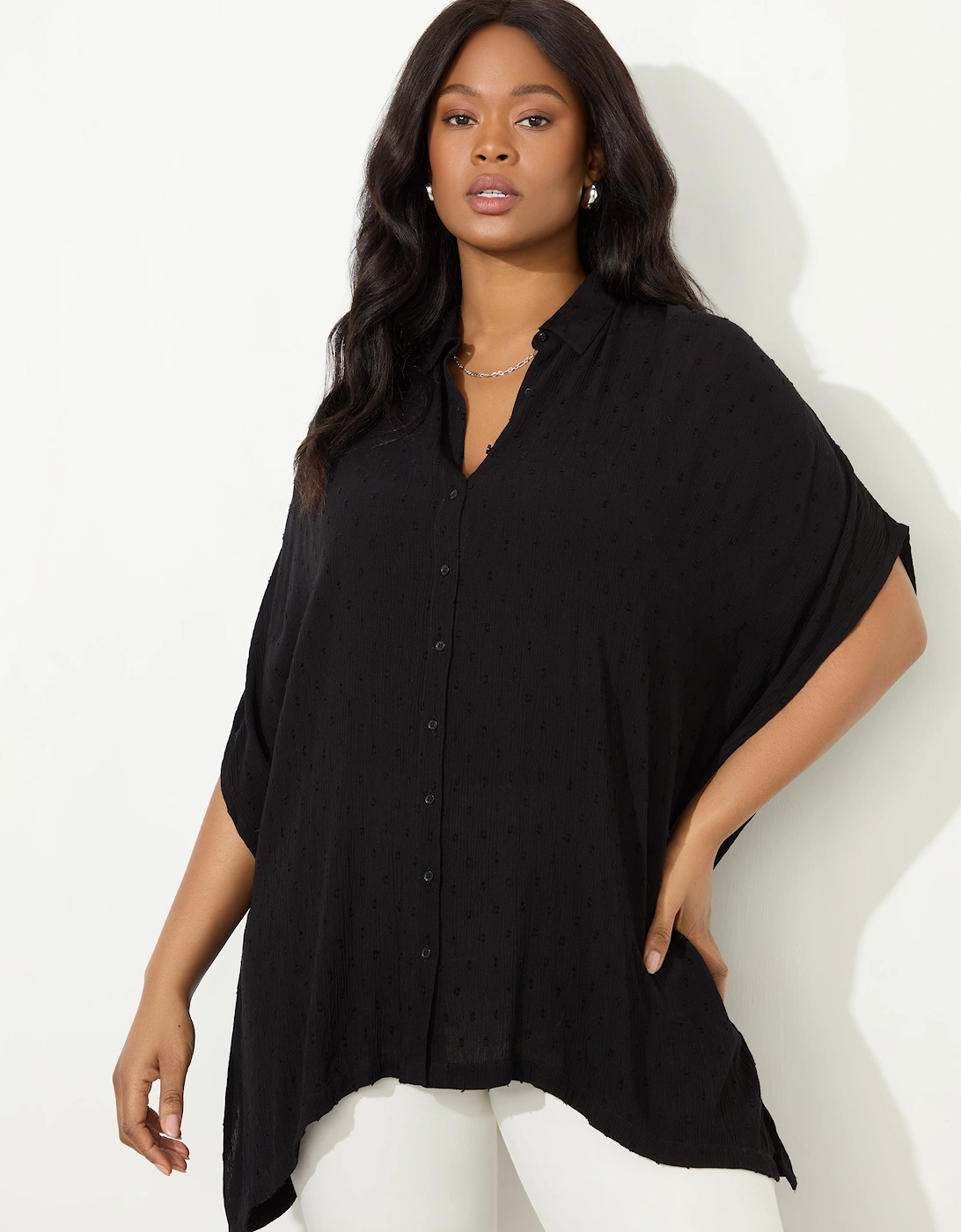Black Dobby Button Through Tunic, 6 of 5