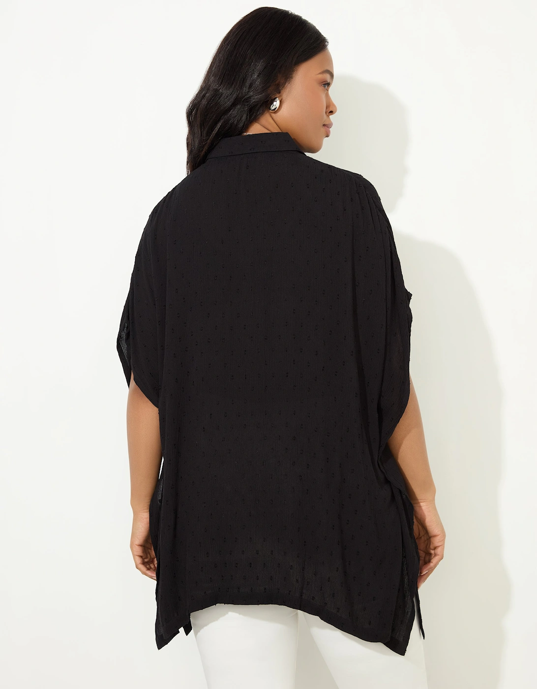 Black Dobby Button Through Tunic