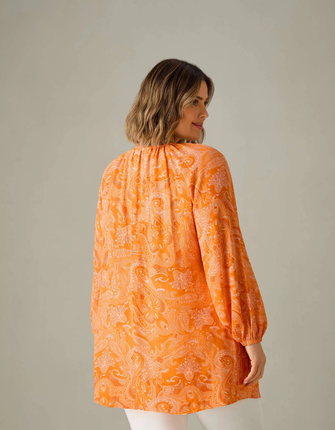 Orange Paisley V-Neck Tunic