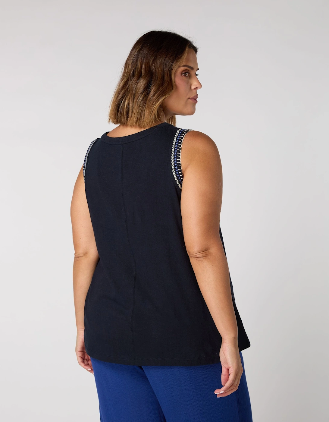 Navy Jersey Embroidered Vest