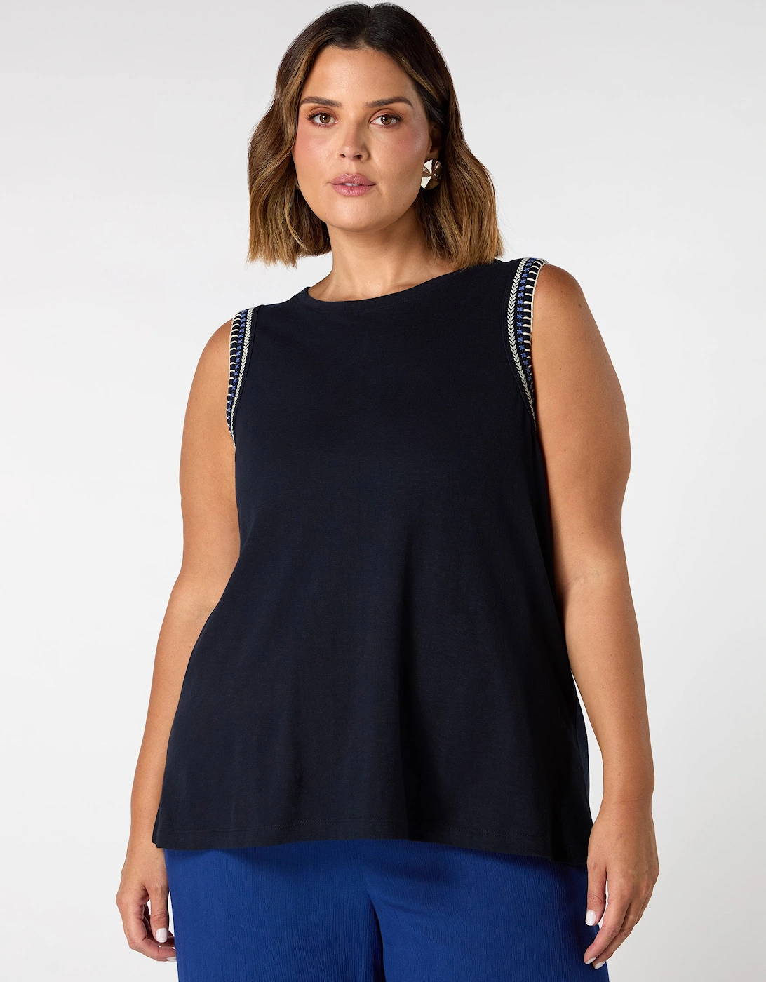 Navy Jersey Embroidered Vest