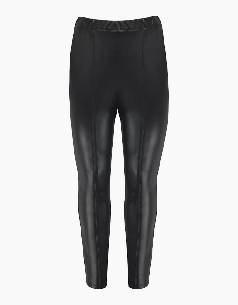 Black Faux Leather Straight Leg Trousers