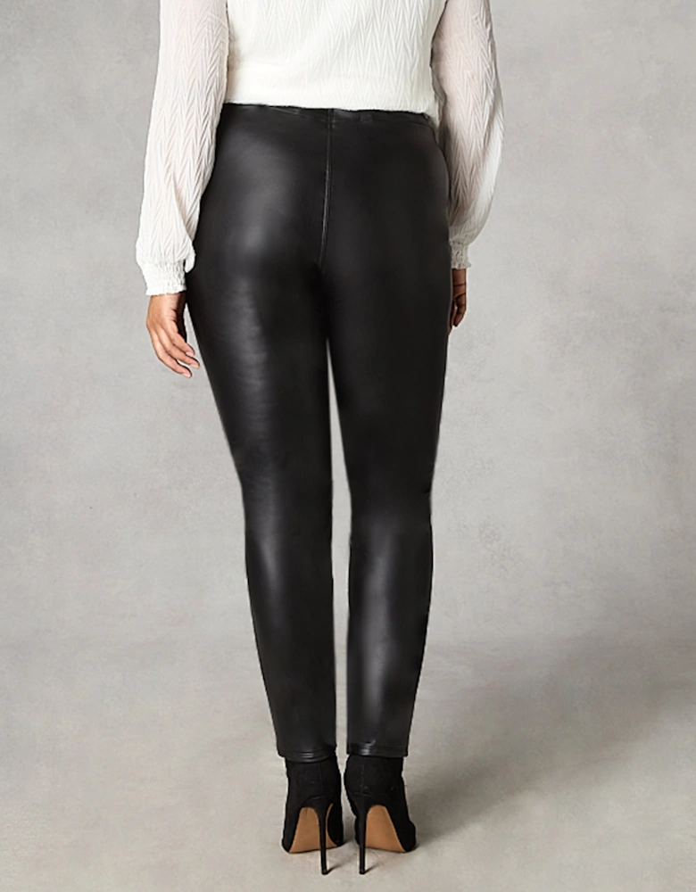 Black Faux Leather Straight Leg Trousers