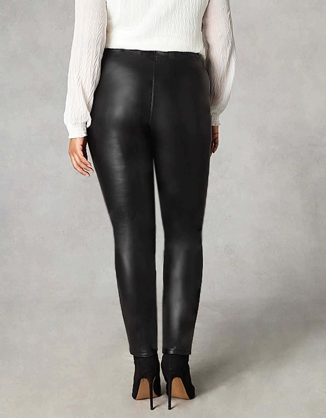 Black Faux Leather Straight Leg Trousers
