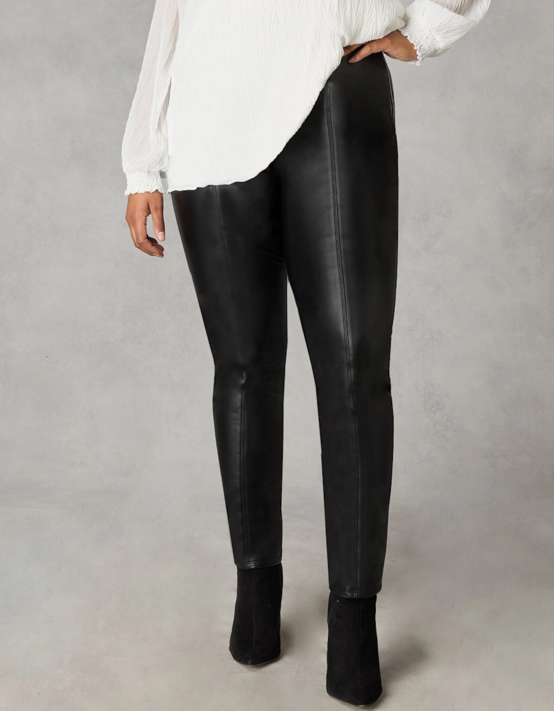 Black Faux Leather Straight Leg Trousers