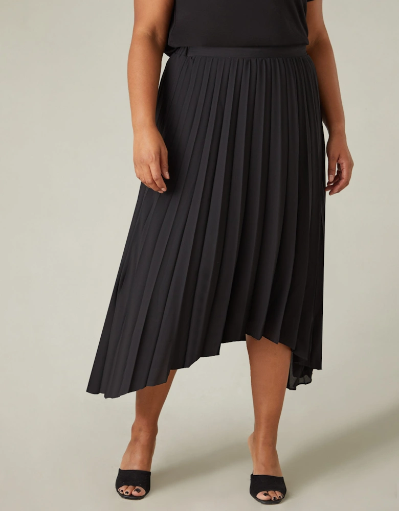 Black Pleated Hanky Hem Skirt