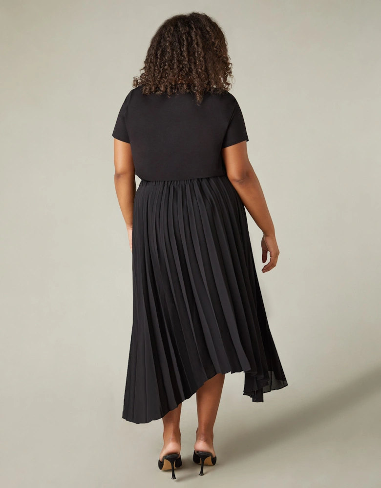 Black Pleated Hanky Hem Skirt
