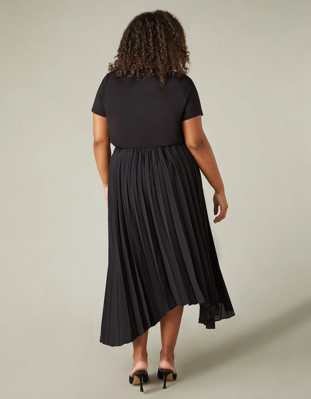 Black Pleated Hanky Hem Skirt