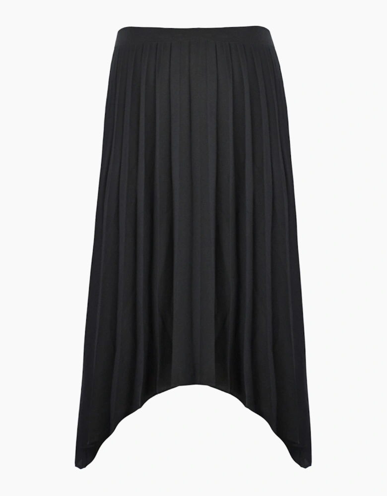 Black Pleated Hanky Hem Skirt