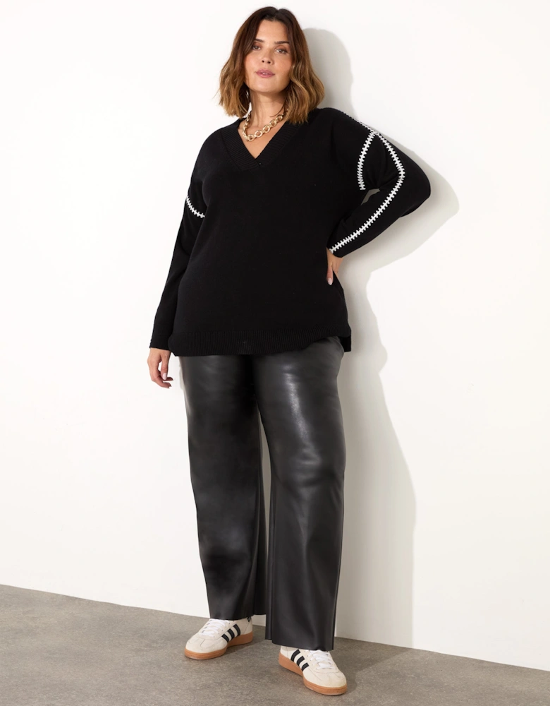 Black Faux Leather Elasticated Waist Trousers