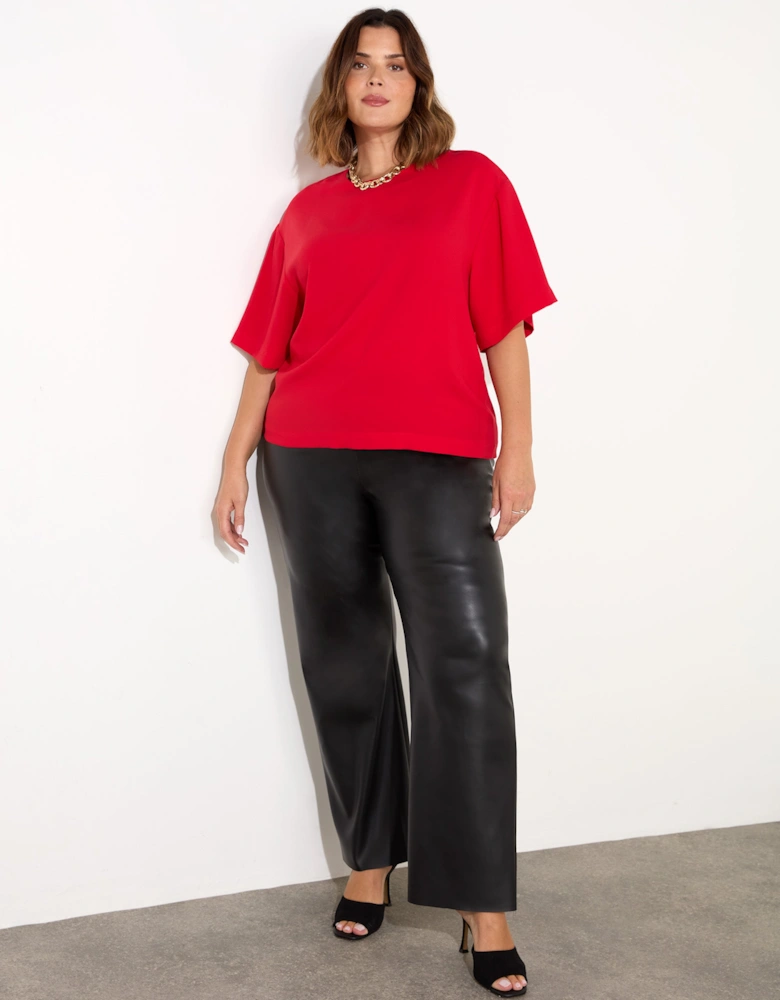 Black Faux Leather Elasticated Waist Trousers