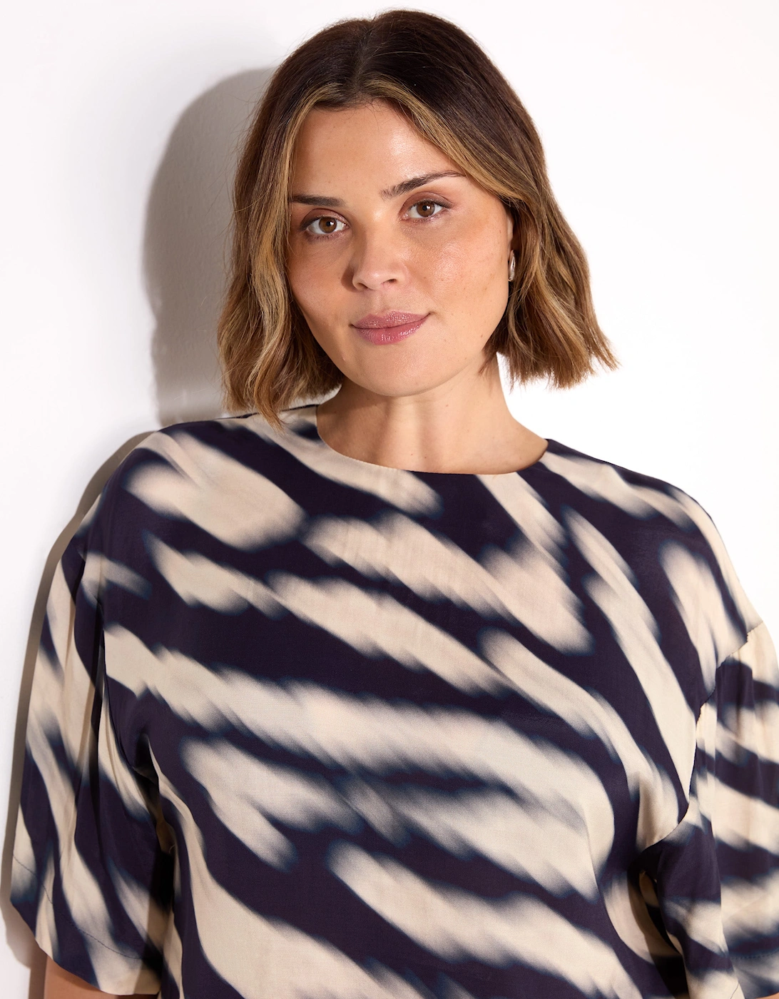Blurred Animal Print Elevated Woven Top