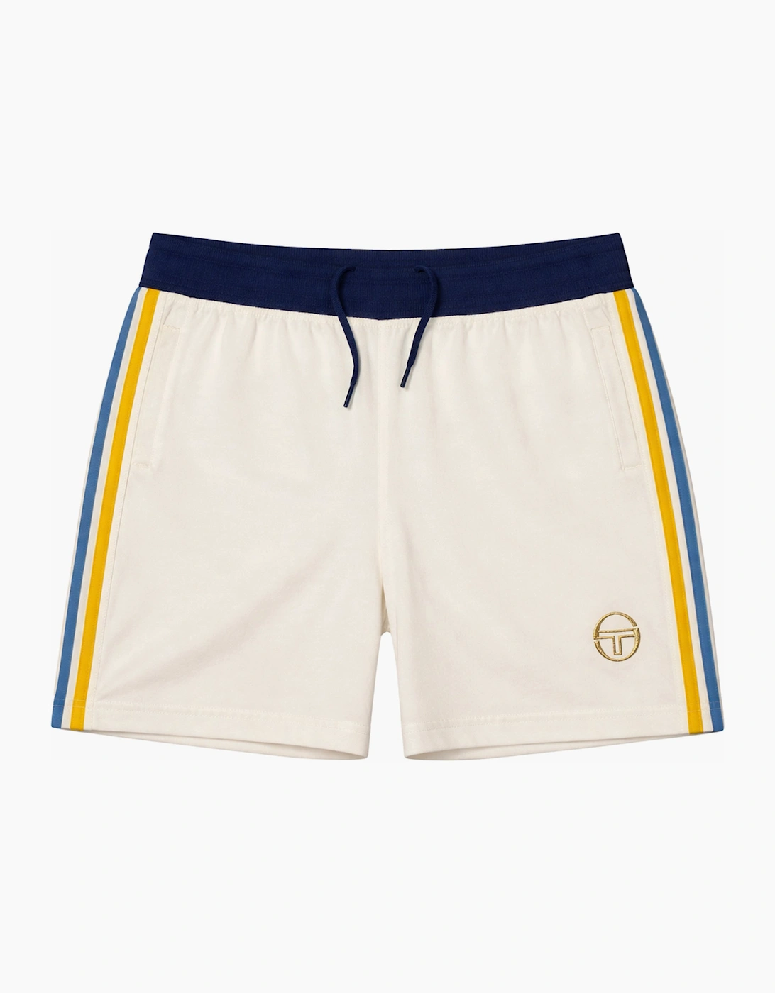Sergio Tacchini Men's White Monte Velour Shorts Gardenia/Maritime Blue  Xl