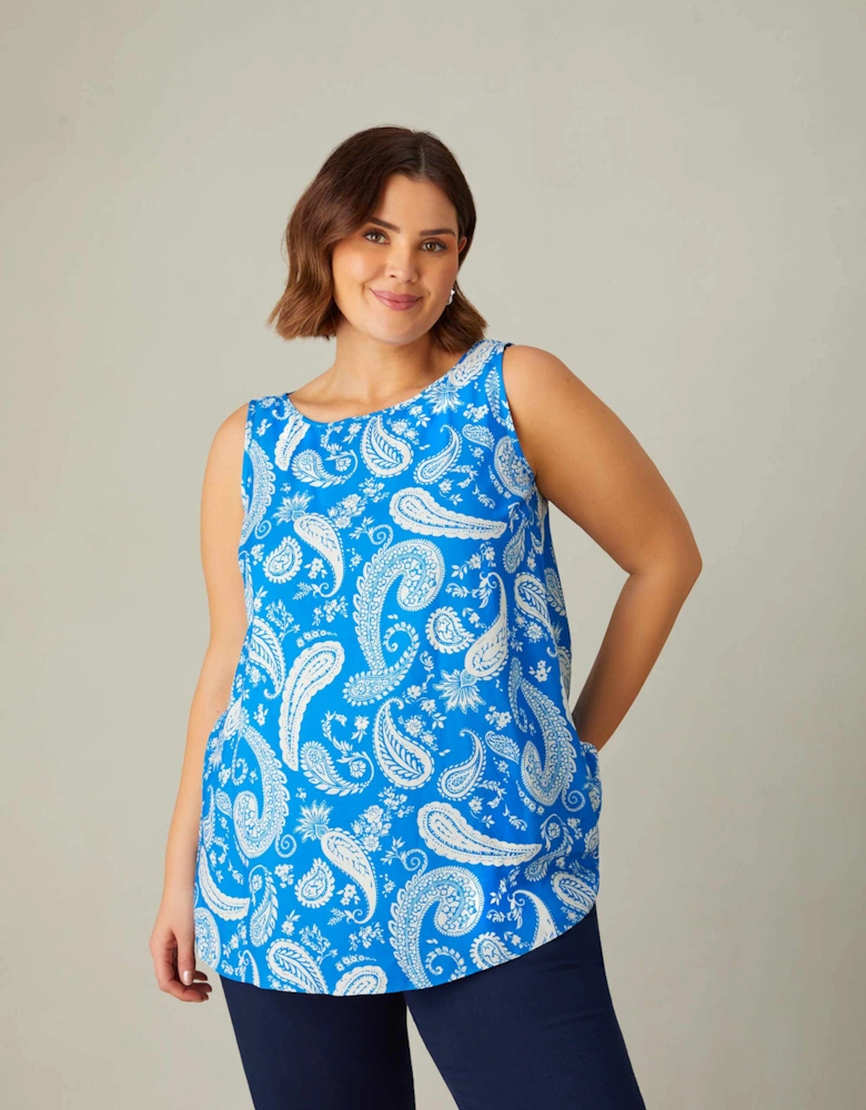 Blue Paisley Print Vest