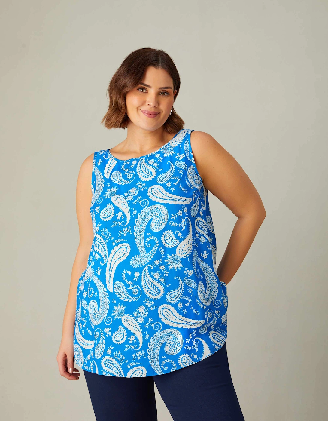 Blue Paisley Print Vest