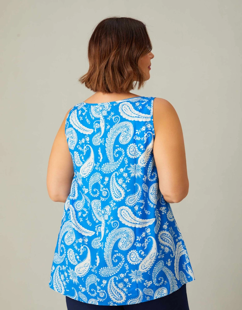 Blue Paisley Print Vest