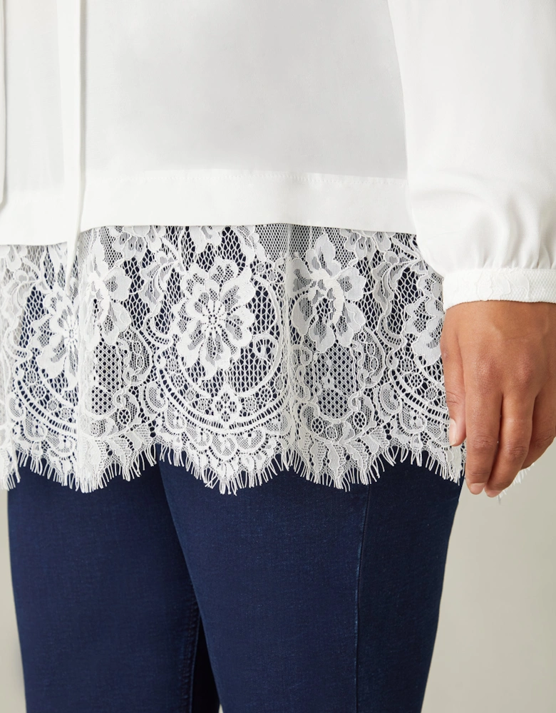 Ivory Lace Tie Neck Tunic
