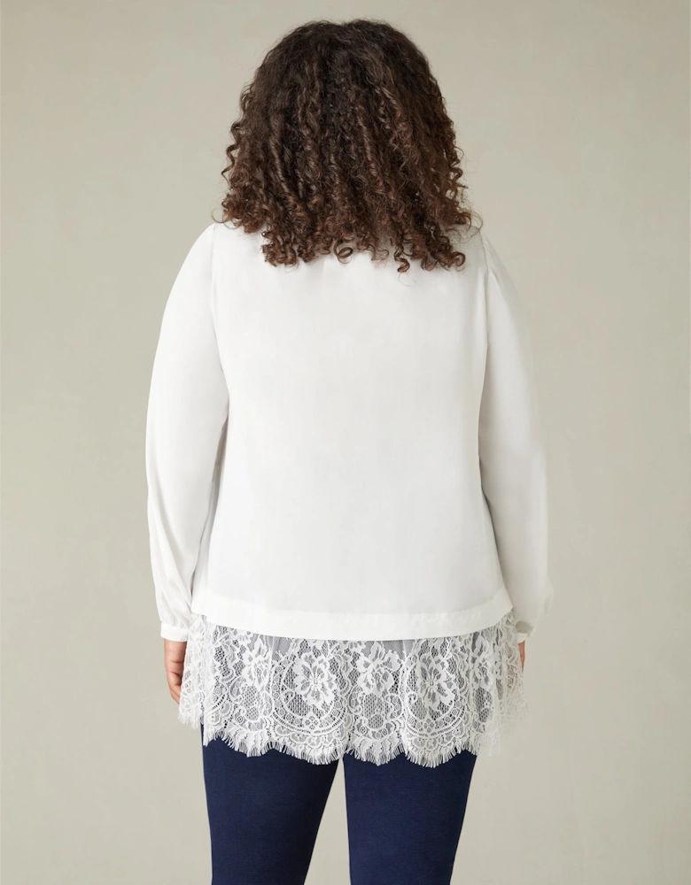 Ivory Lace Tie Neck Tunic