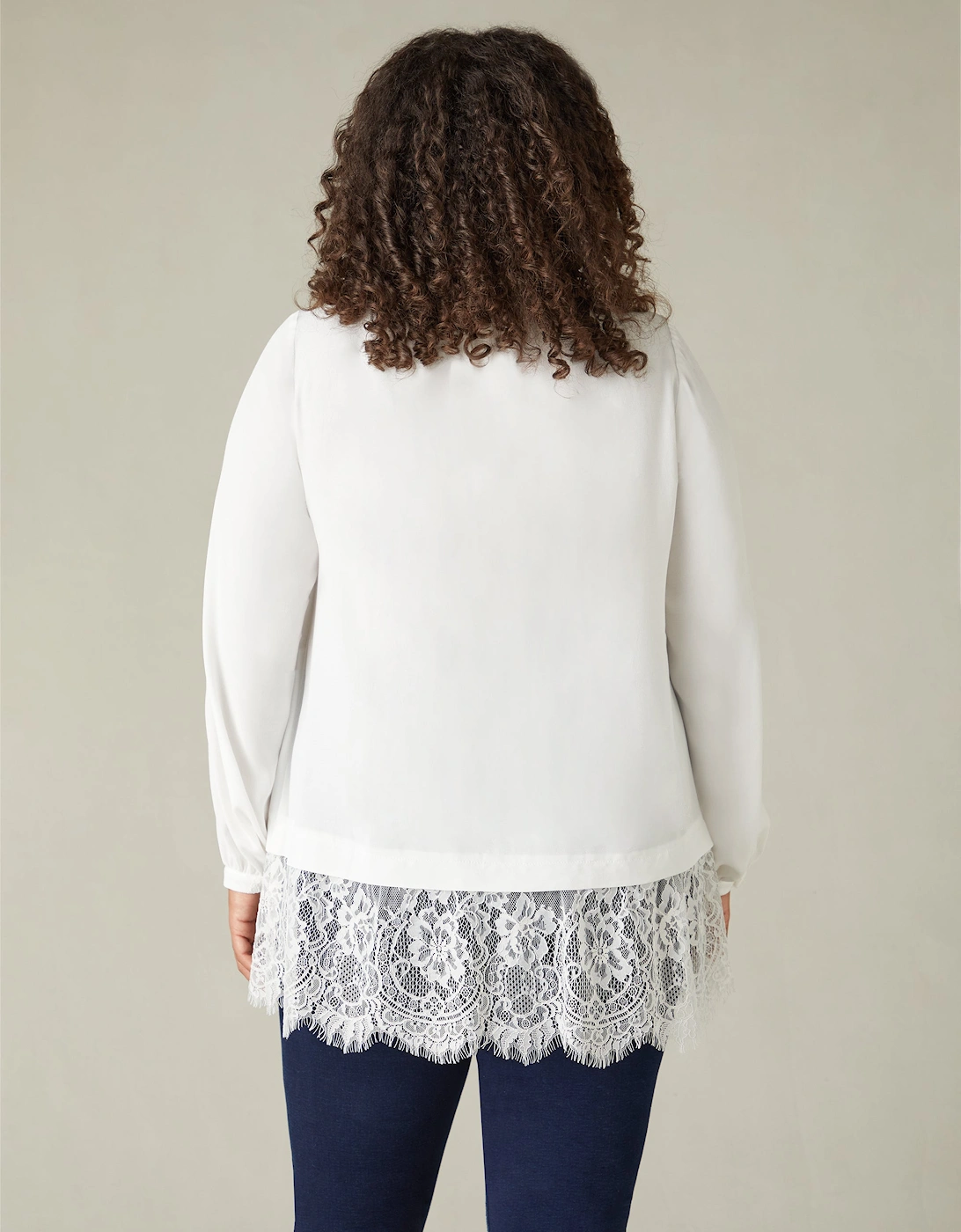 Ivory Lace Tie Neck Tunic