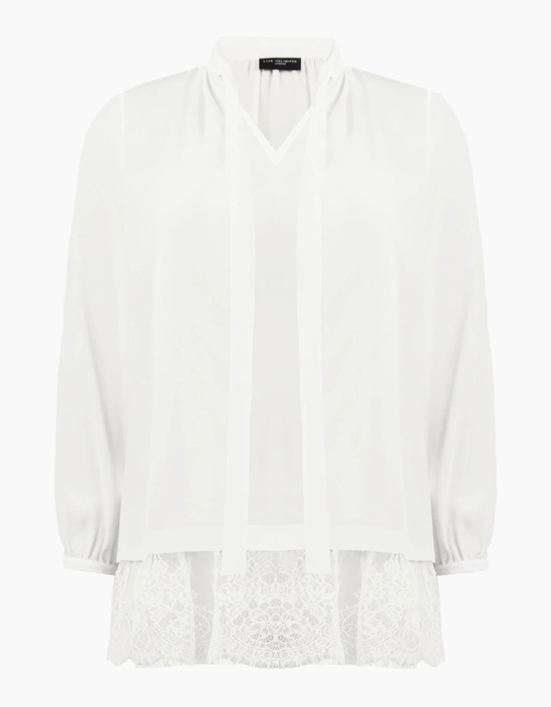 Ivory Lace Tie Neck Tunic