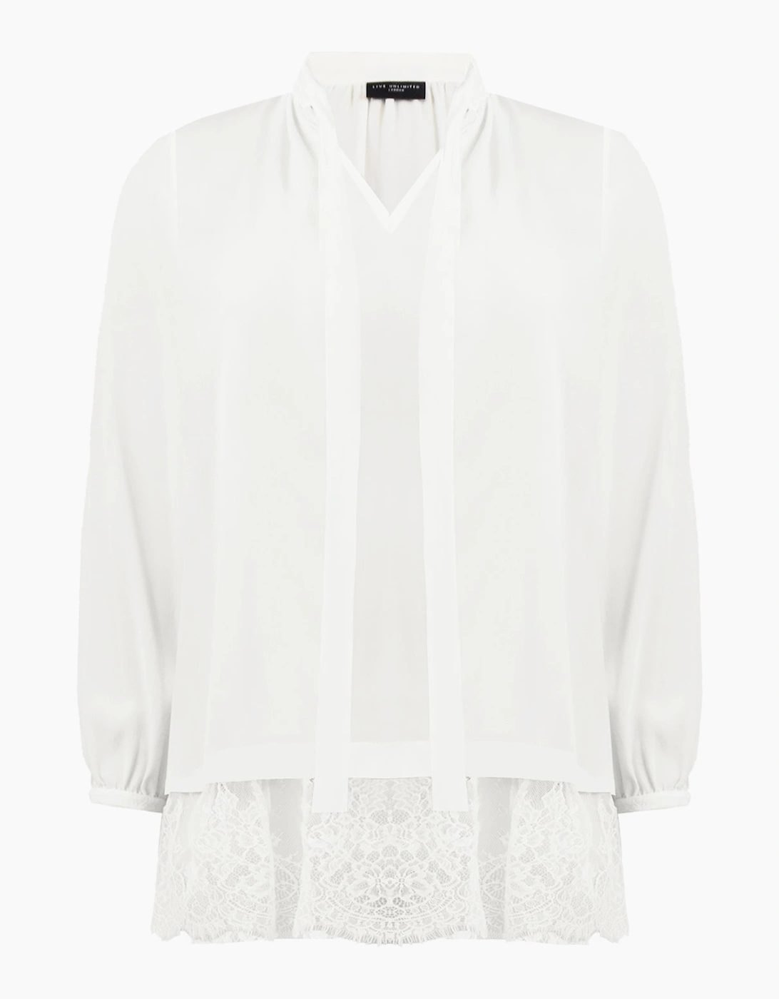 Ivory Lace Tie Neck Tunic