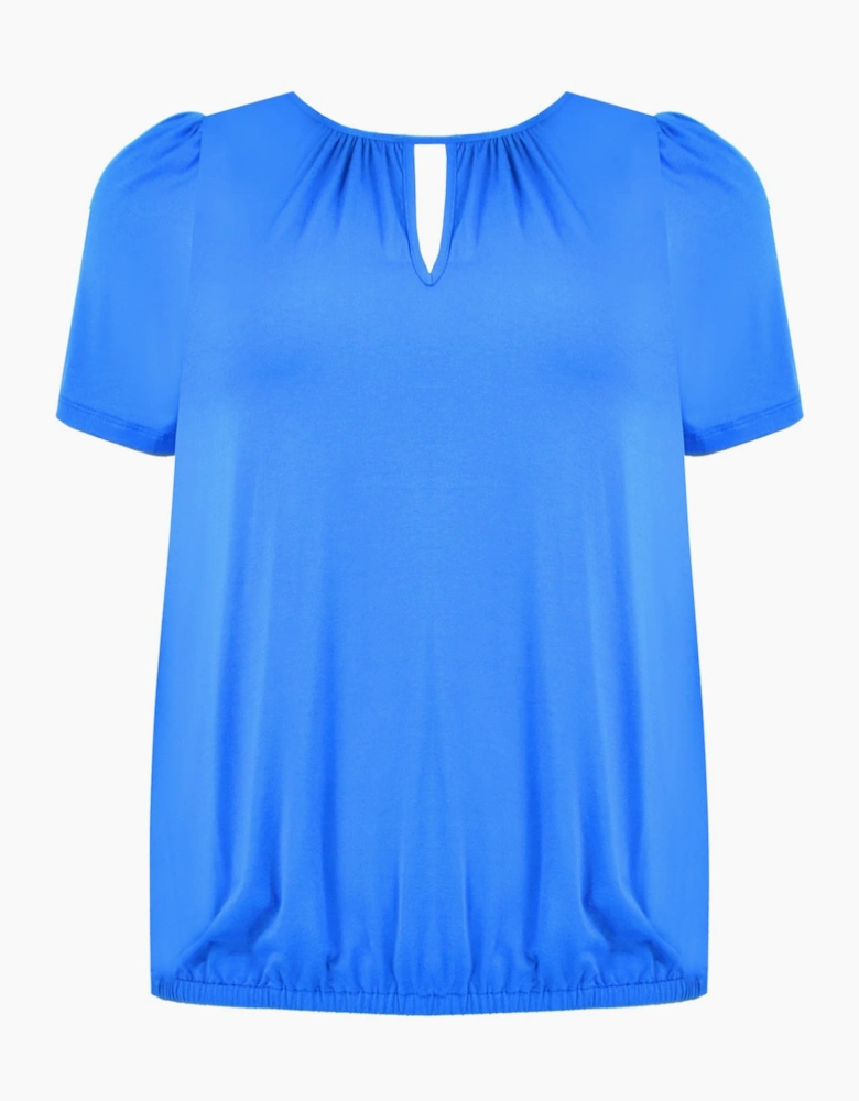 Blue Jersey Keyhole Top
