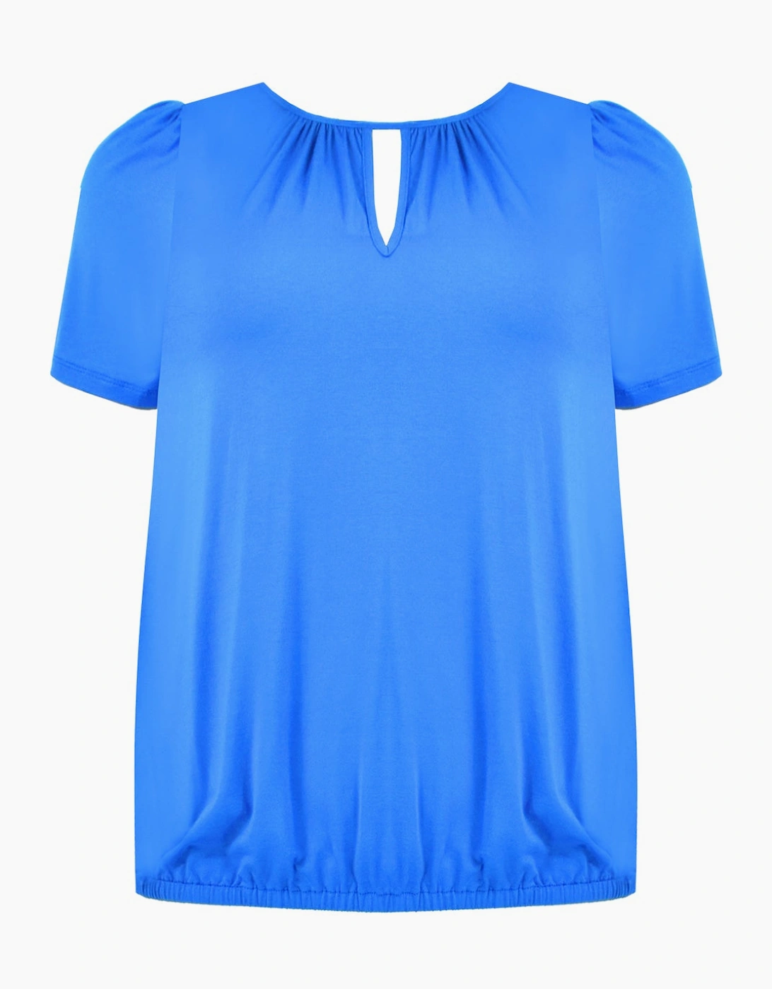 Blue Jersey Keyhole Top