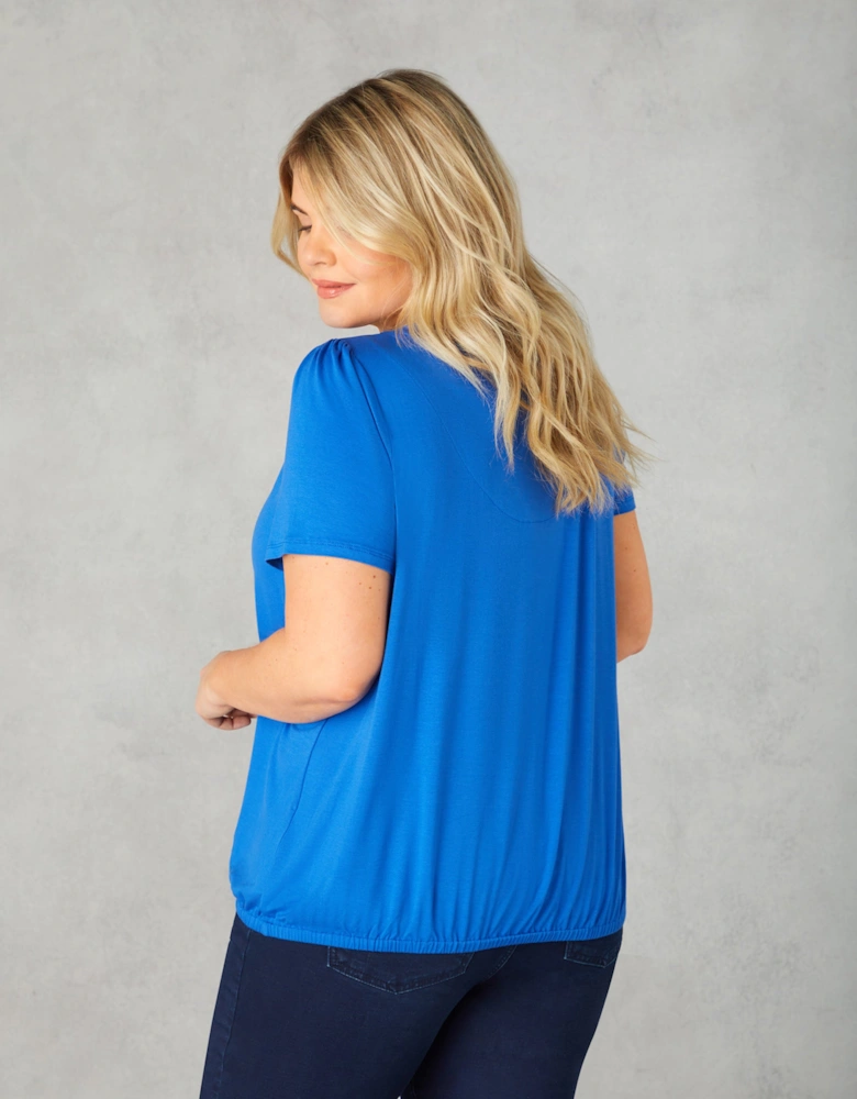 Blue Jersey Keyhole Top
