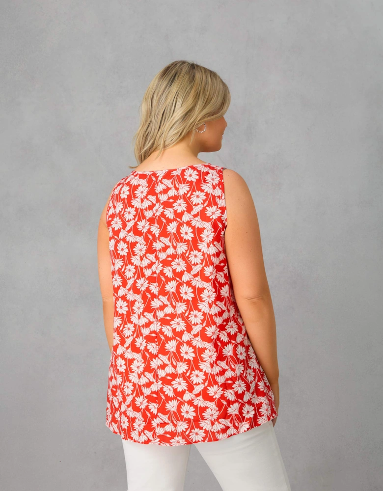 Red Floral Print Vest