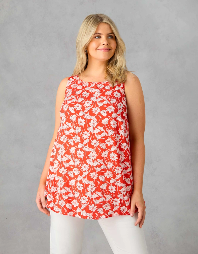 Red Floral Print Vest