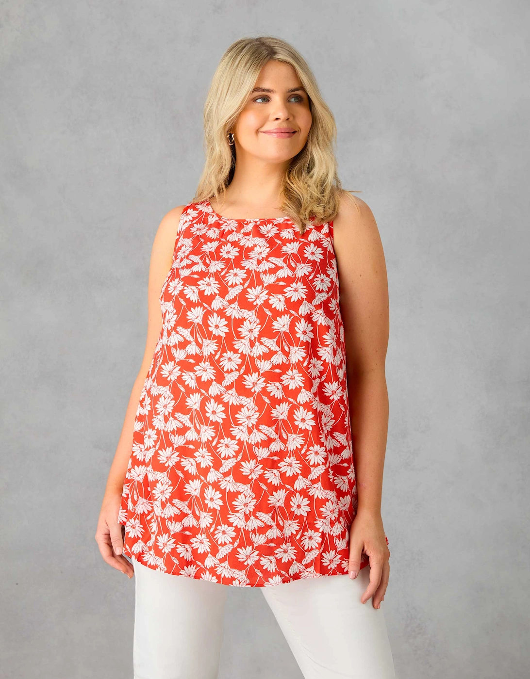 Red Floral Print Vest