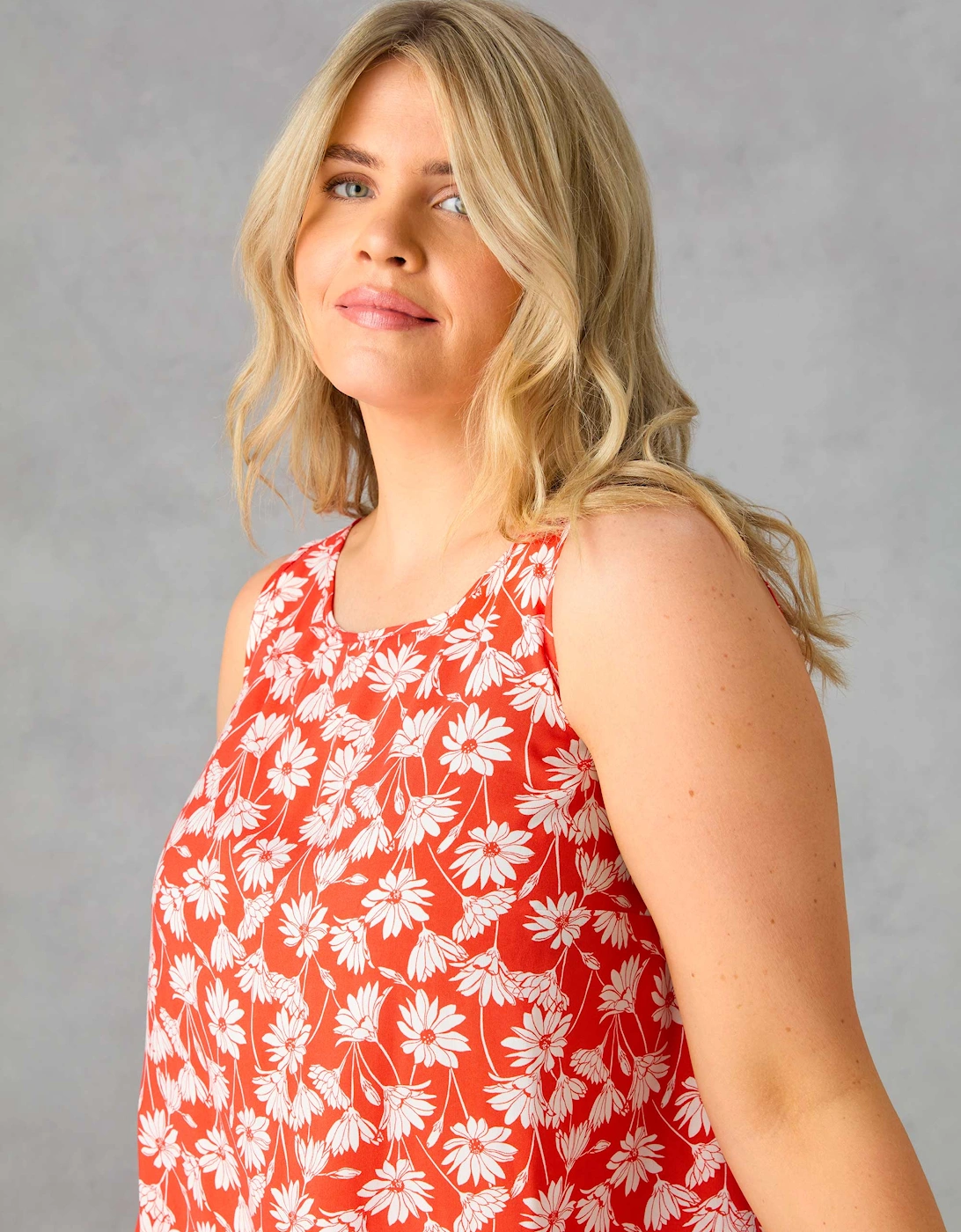 Red Floral Print Vest