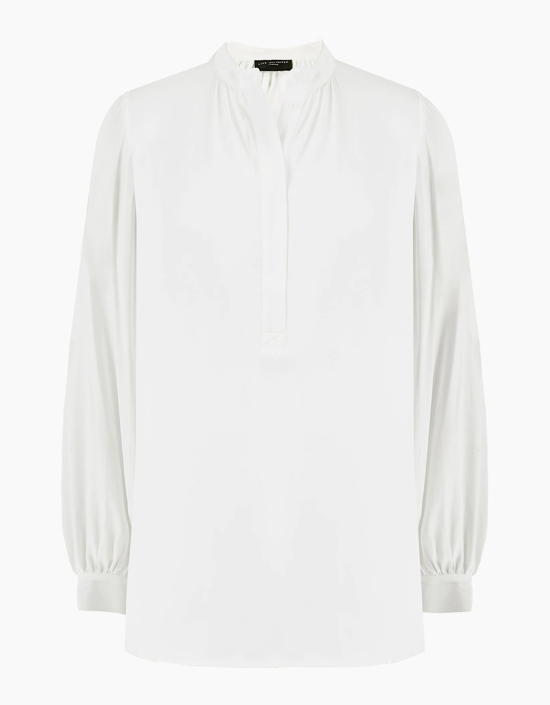 Ivory Satin Gathered Neck Blouse